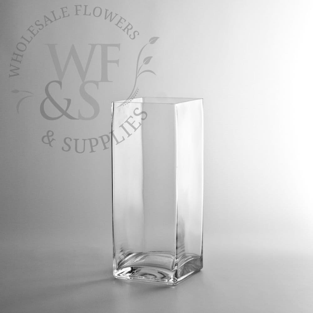 Square Glass Block Vase 10-inch x 4-inch