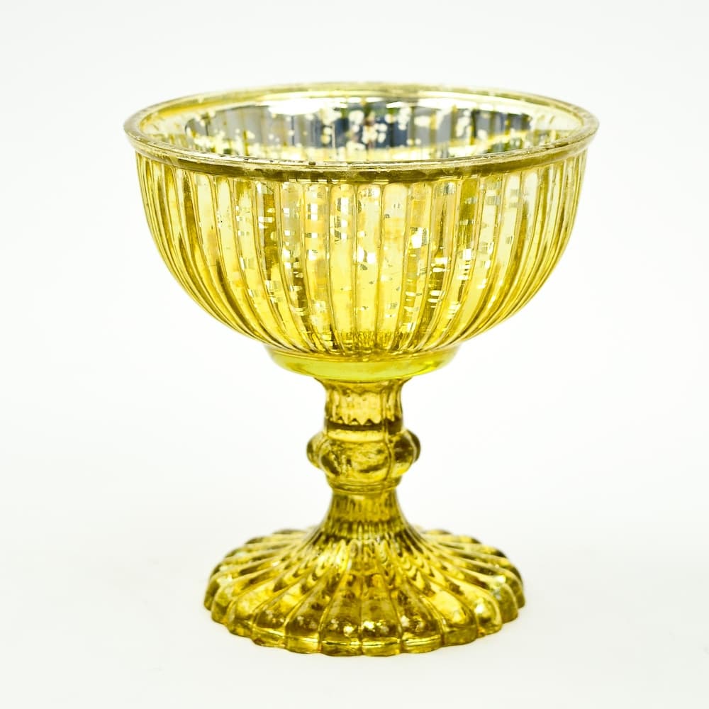 Ribbed Mercury Glass Chalice - Gold