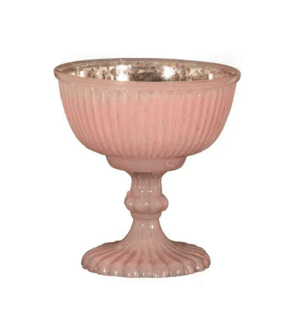 Pink Ribbed Mercury Glass Chalice