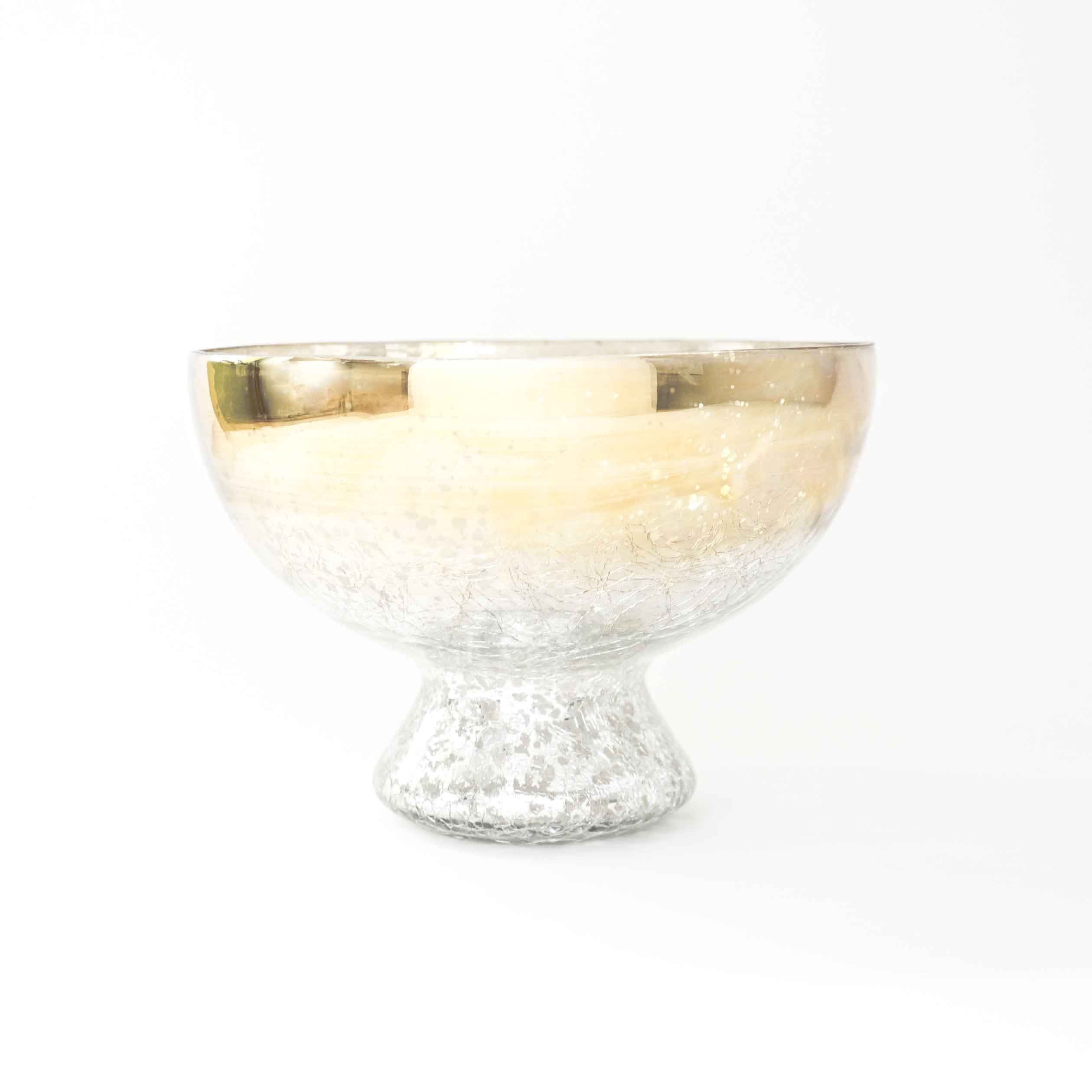 Glass Bowl - Crackle Mercury Effect Champagne