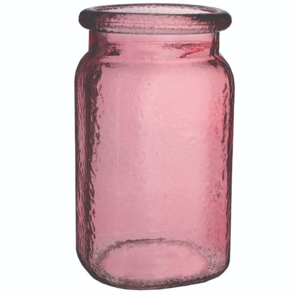 6 1/2" Hammered Mason Jar Pink