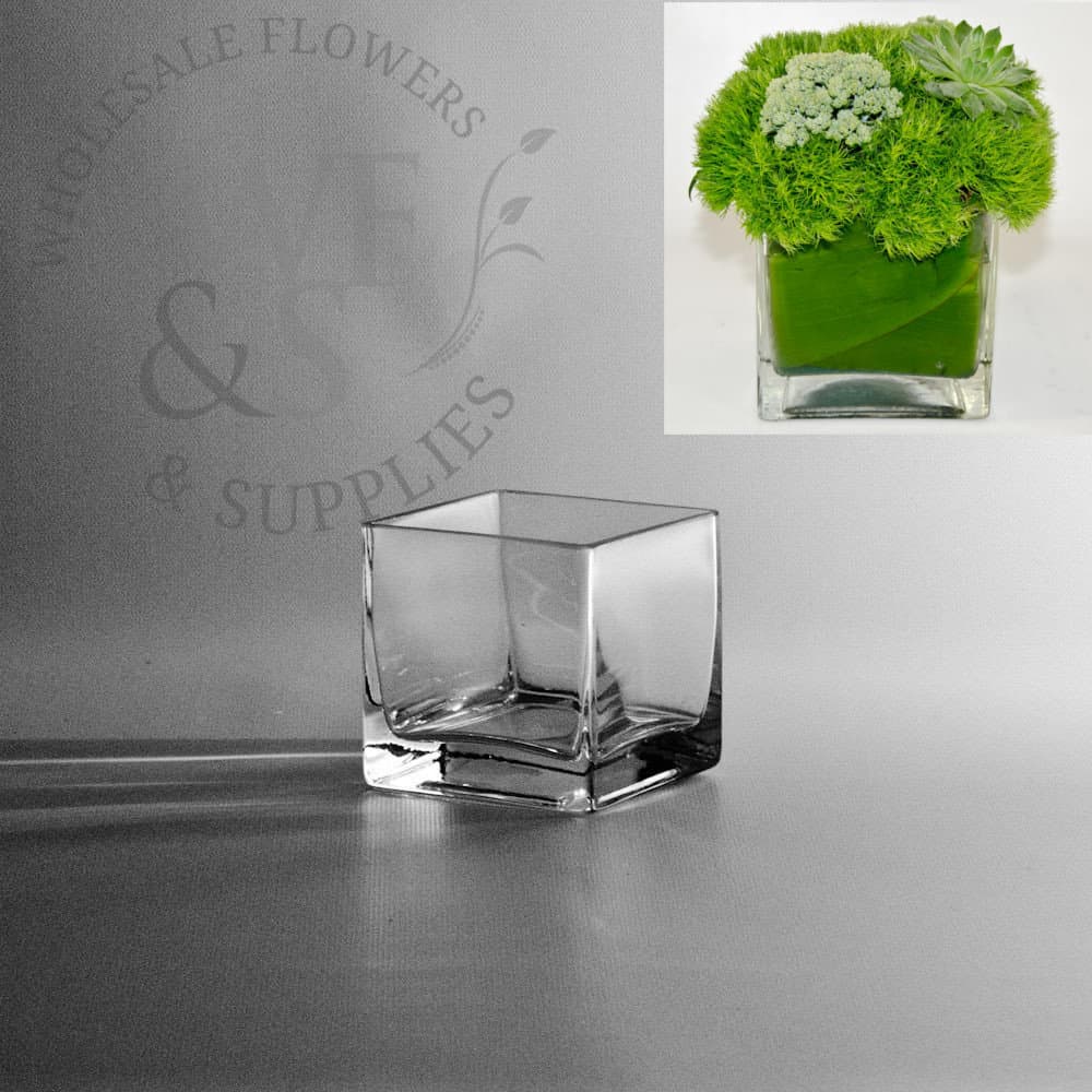 Square Glass Cube Vase 3x3