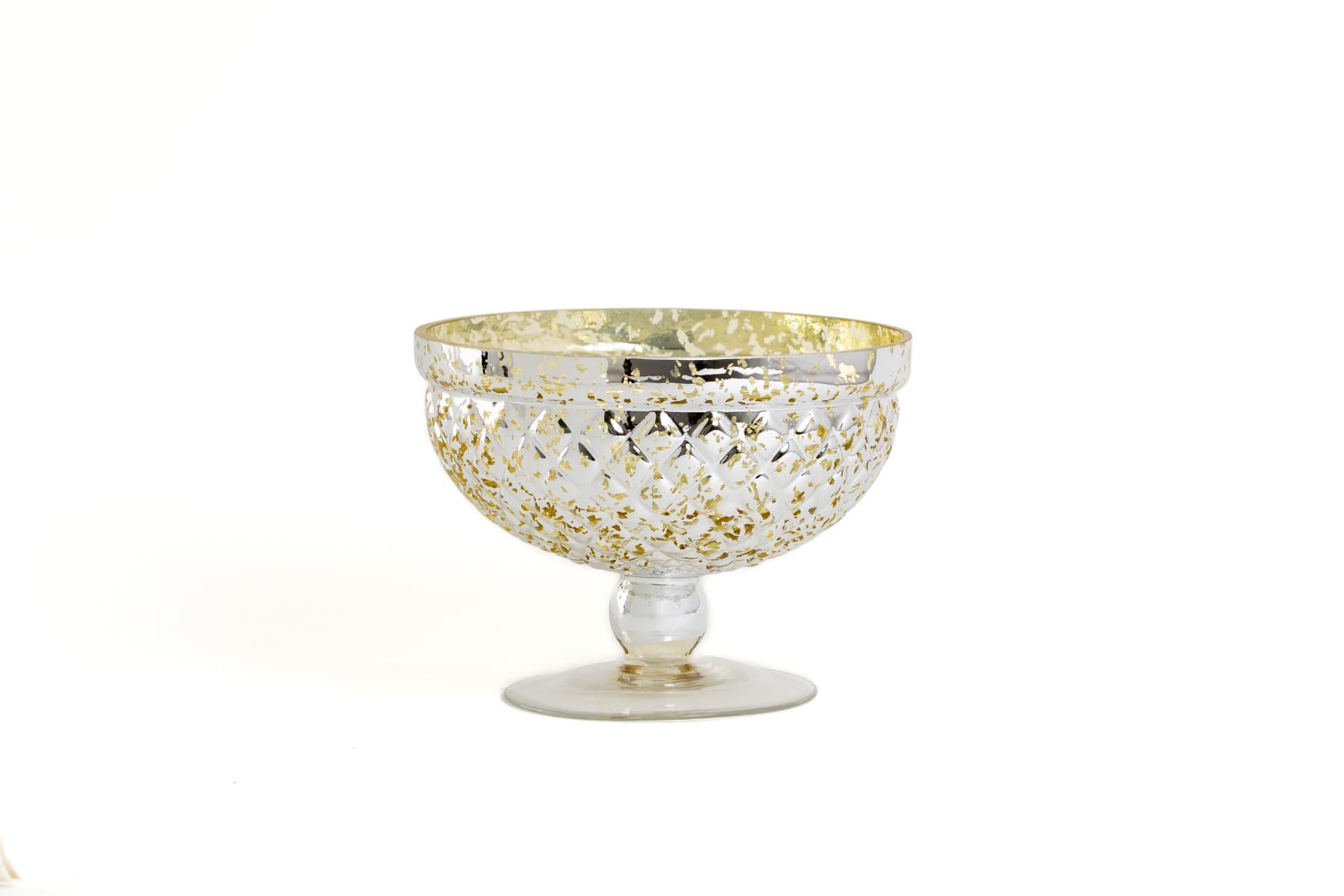 8" Silver Mercury Glass Pedestal Bowl