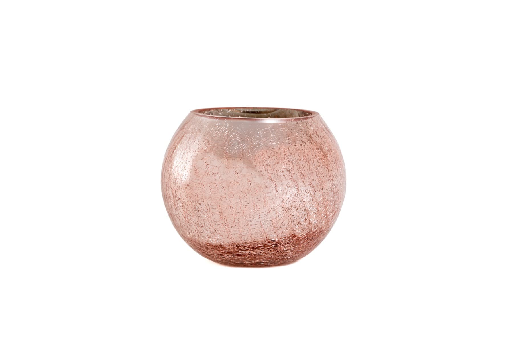 7 3/4" Rose Pink Mercury Crackle Glass Bubble Bowl