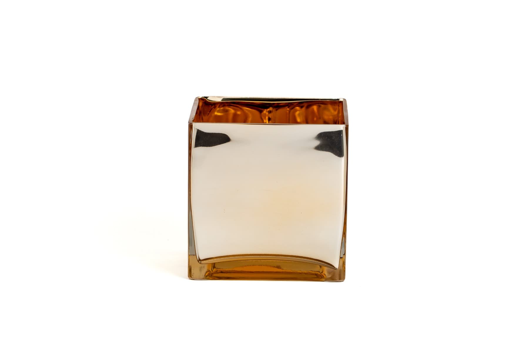 5.75" Reflective Gold Cube Glass Vase