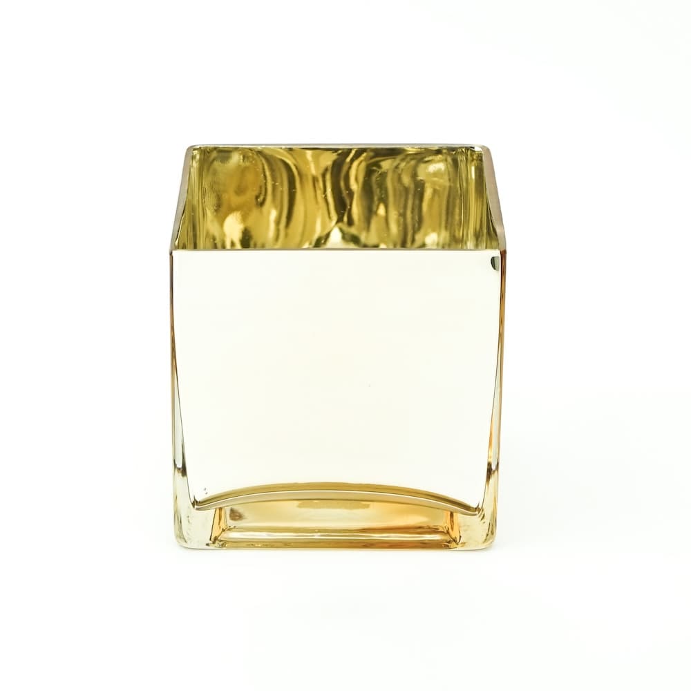 4.5 inch Square Glass Vase - Gold