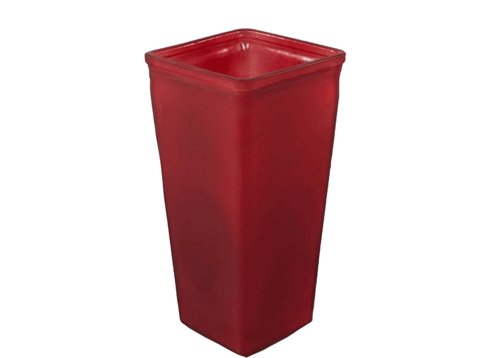 9" Red Frosted Glass Vases Rectangular