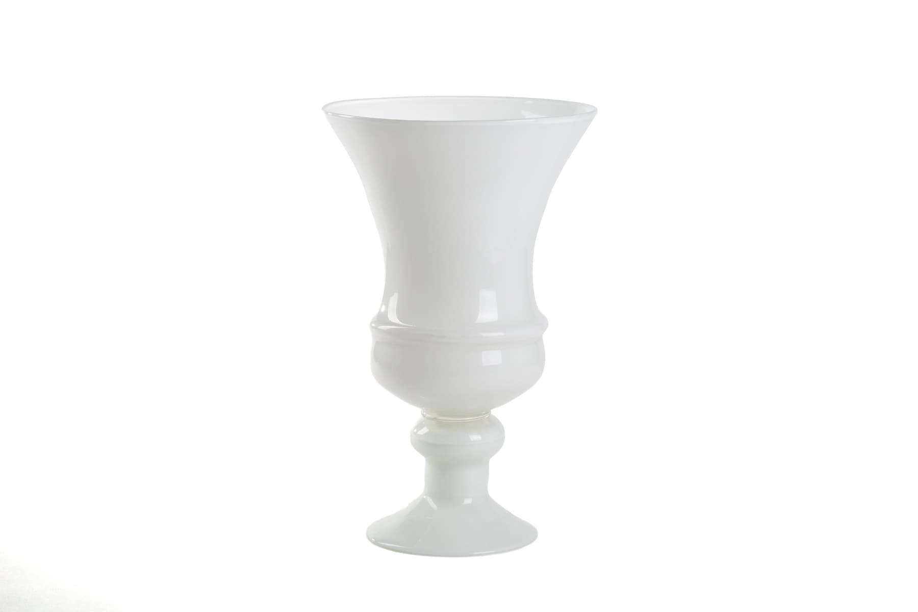 14" White Pedestal Urn Glass Vase