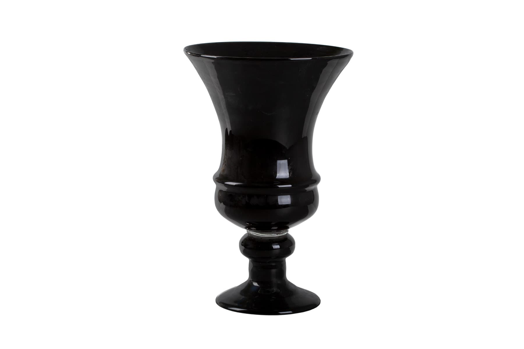 14" Black 'Gothic' Pedestal Urn Glass Vase