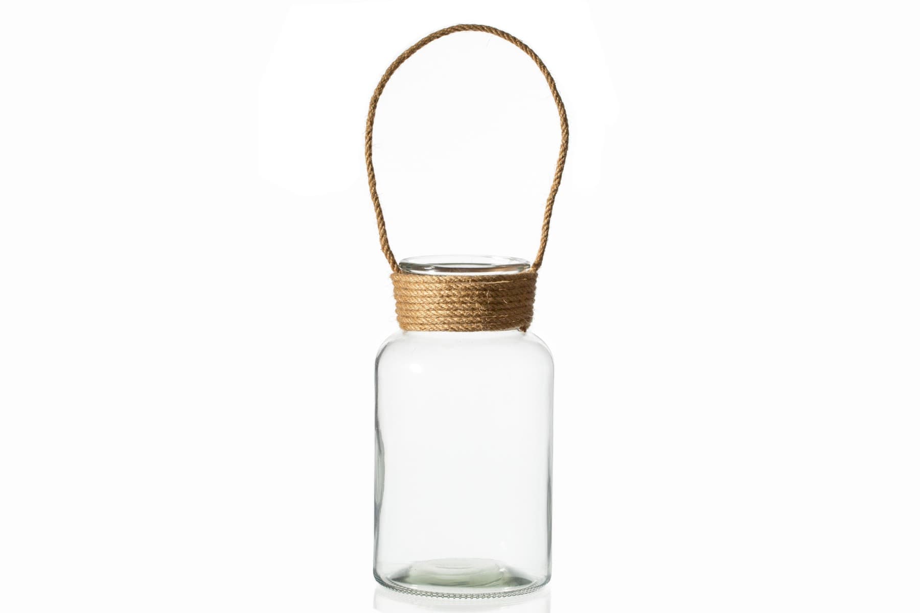 9.5" Round Glass Jar with Rope Handle
