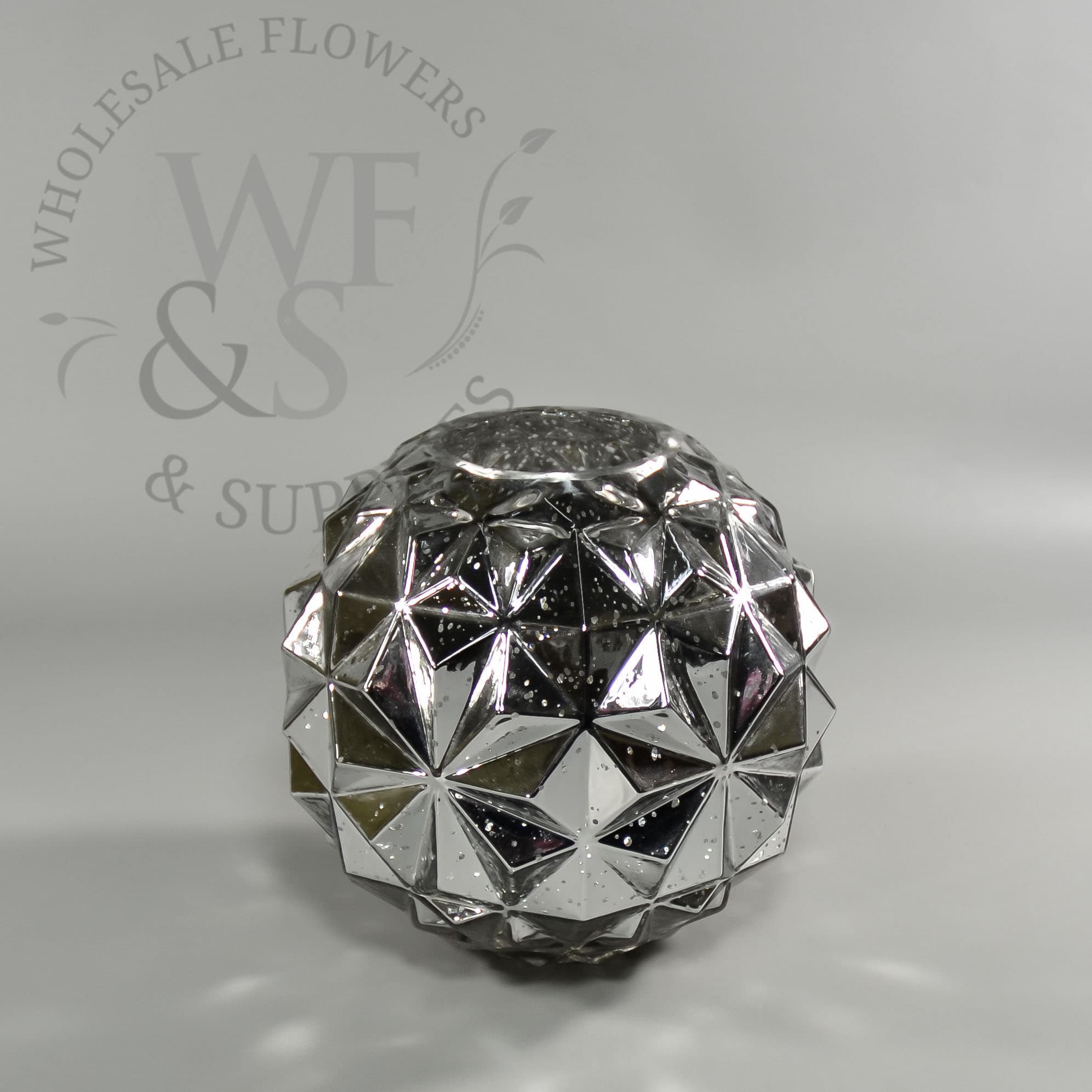 Abstract Mercury Glass Ball in Silver