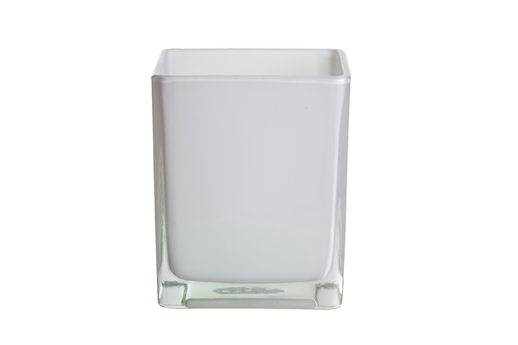 5" White Glass Cube Vase