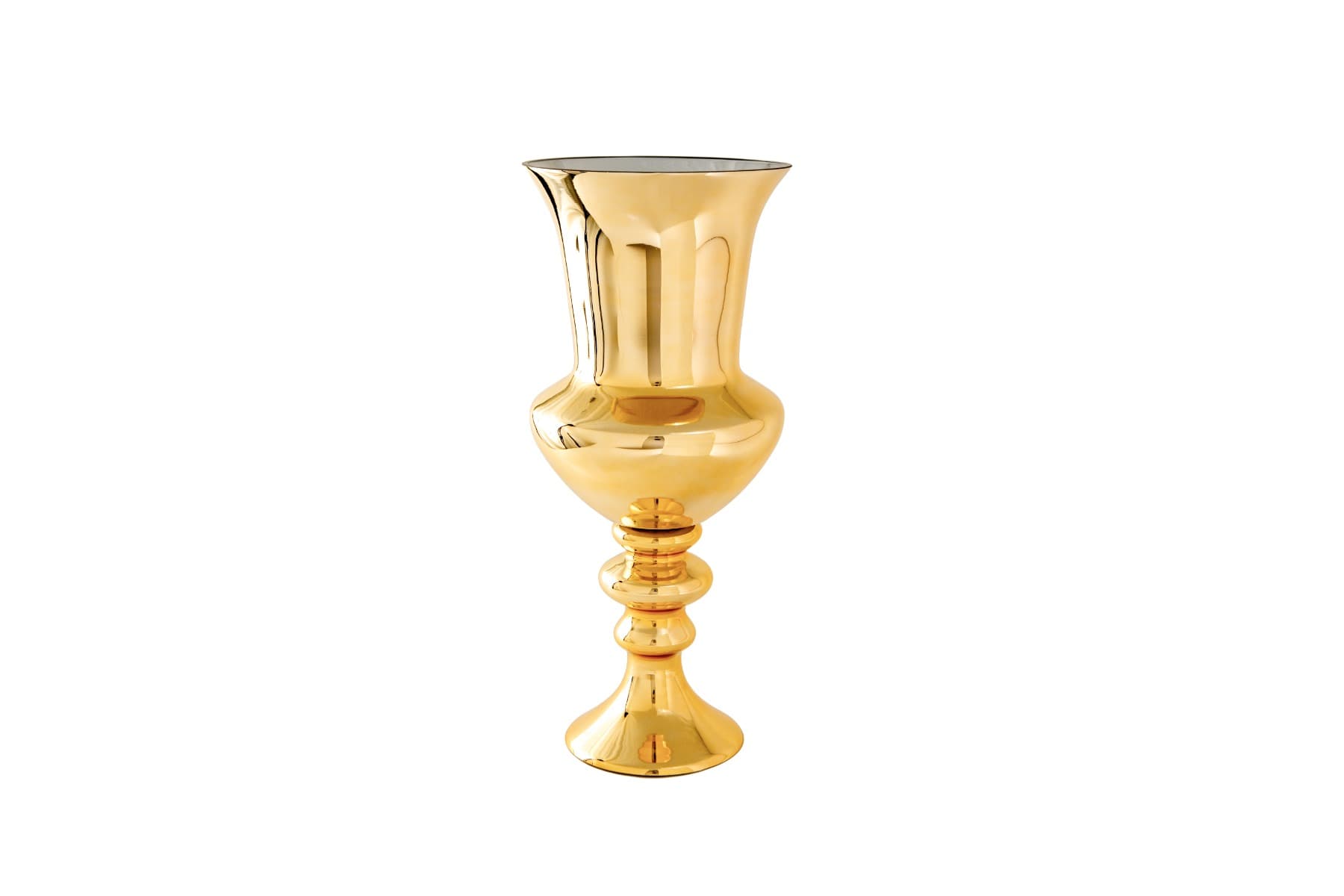 19 3/8" Reflective Gold Glass Pedestal Urn