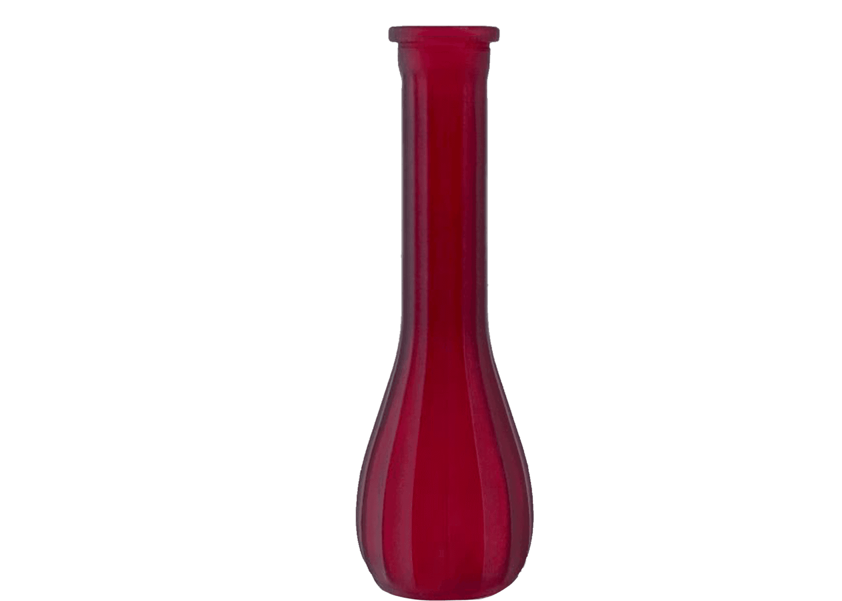 8.5" Red Frosted Glass Fluted Bud Vase