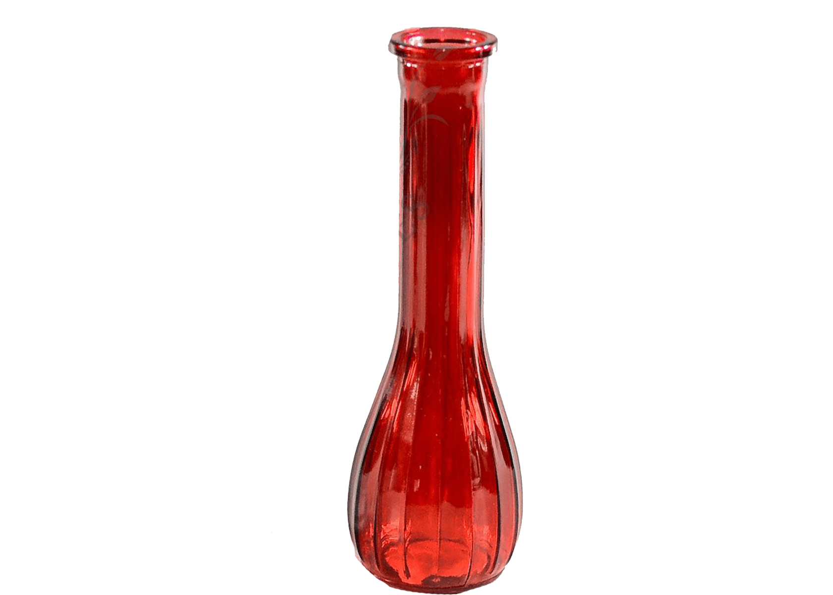 8.5" Red Fluted Glass Bud Vase