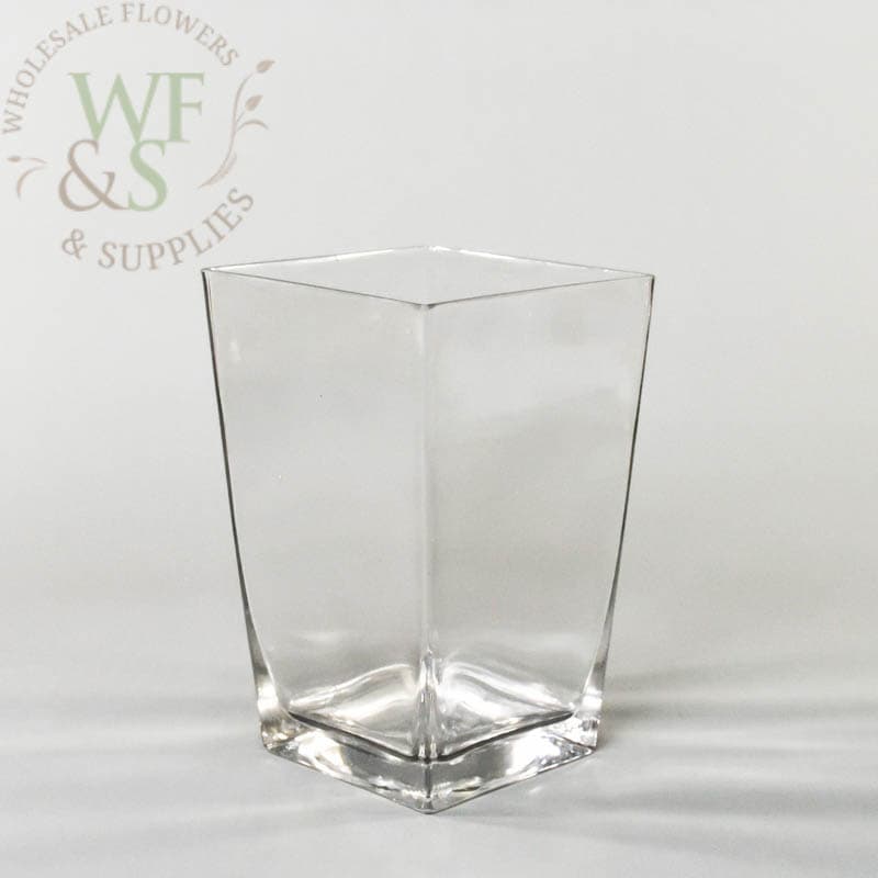 Taper Down Square Glass Vase 8"