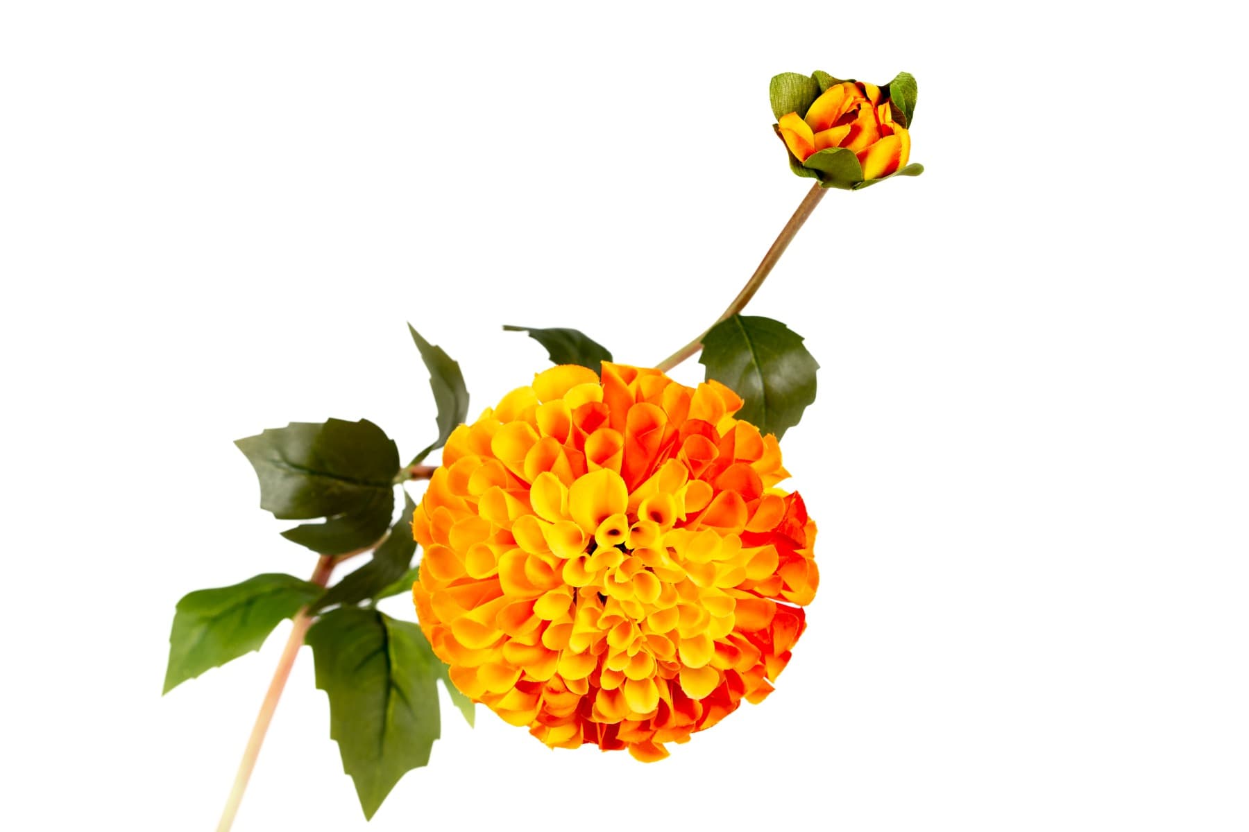 31" Silk Dahlia Flower Stem -Orange/Yellow