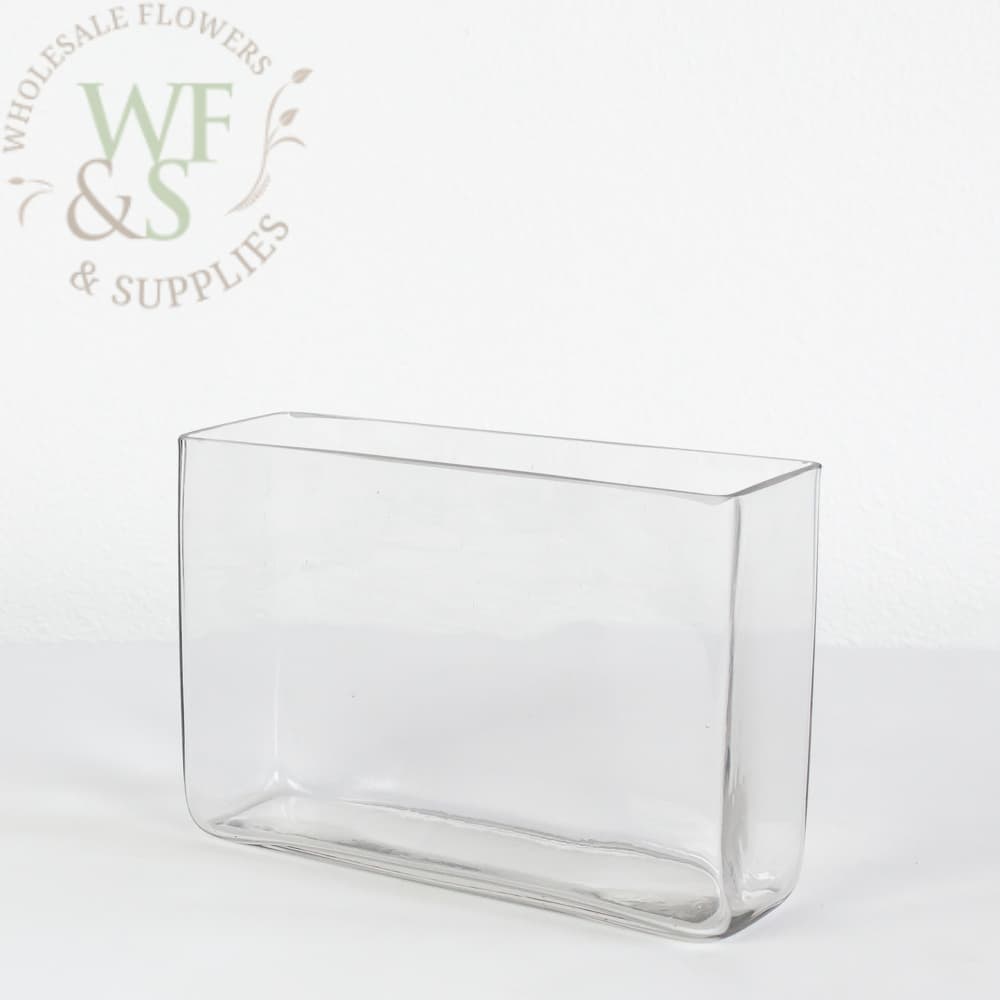 6.8" Tall Rectangle Glass Vase