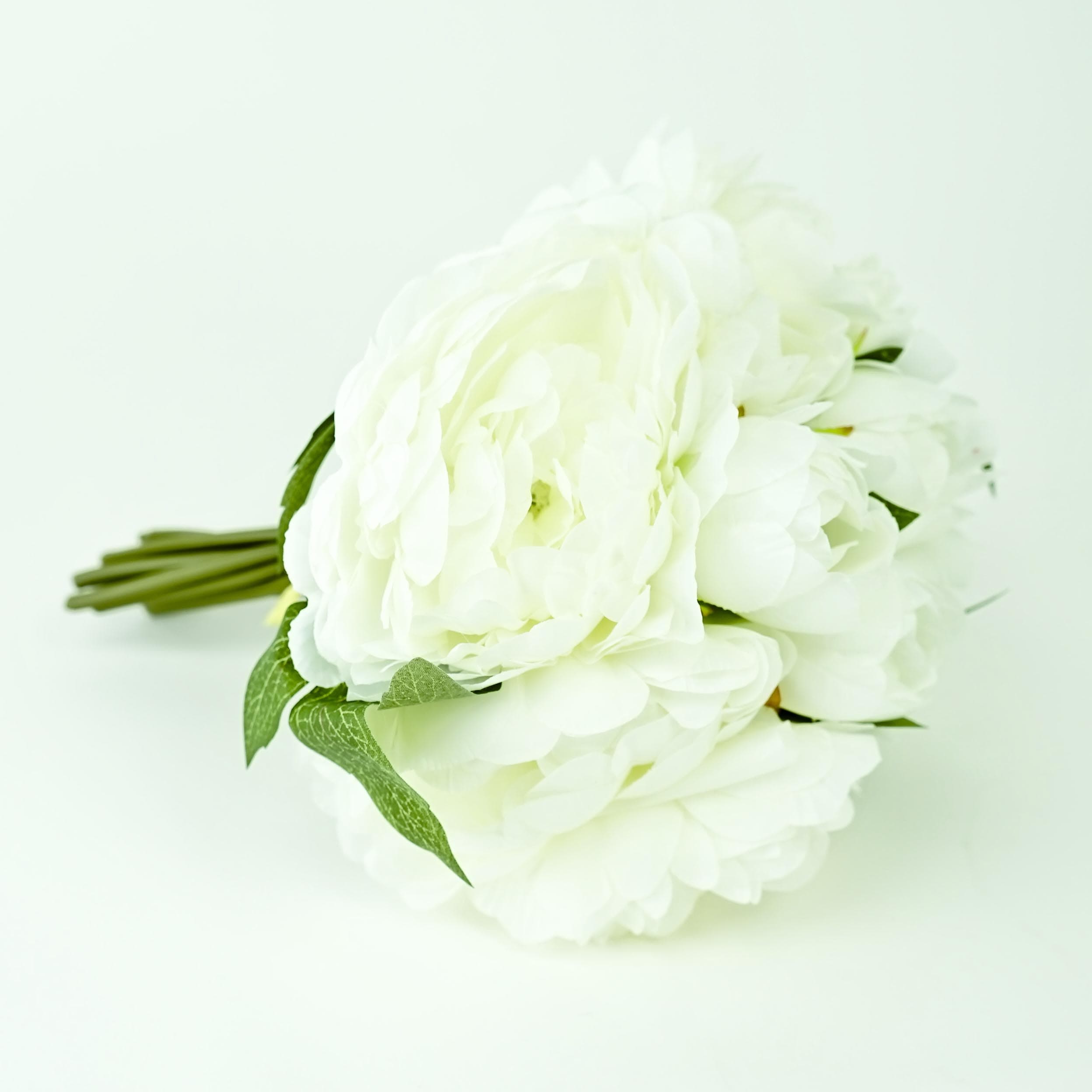 11" Silk Peony Bouquet - Cream