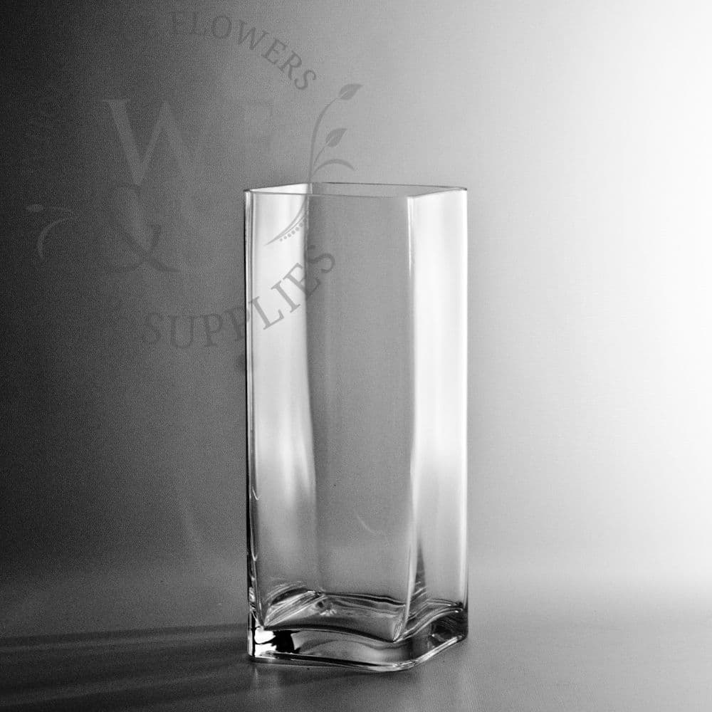 Square Glass Block Vase 12-inches tall x 5-inches wide