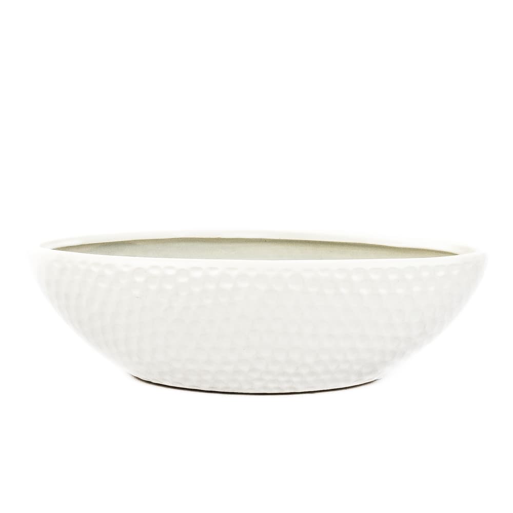 15 inch Dimpled Ceramic Planter - White - View 1