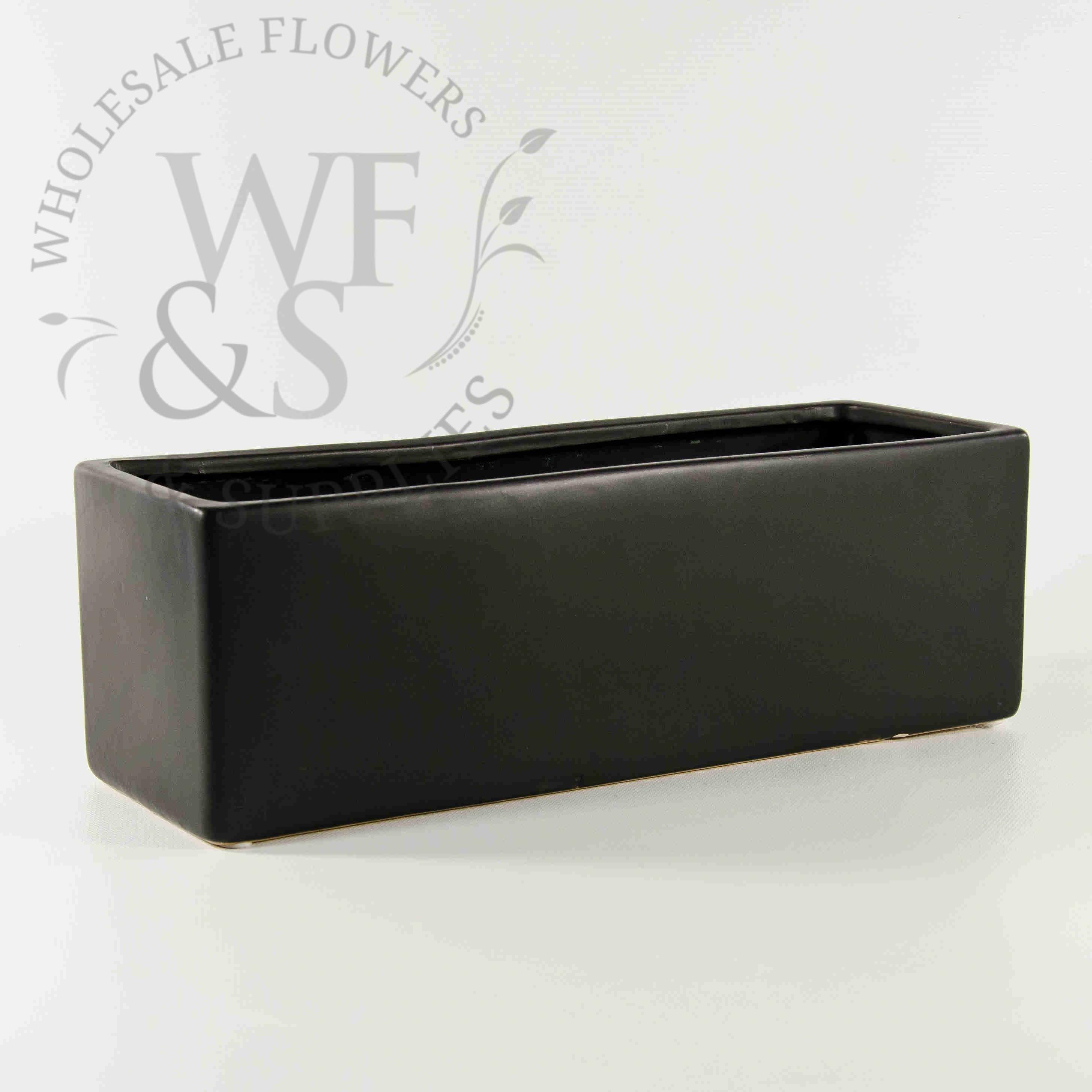 12" Matte Ceramic Rectangle Block Vase Black
