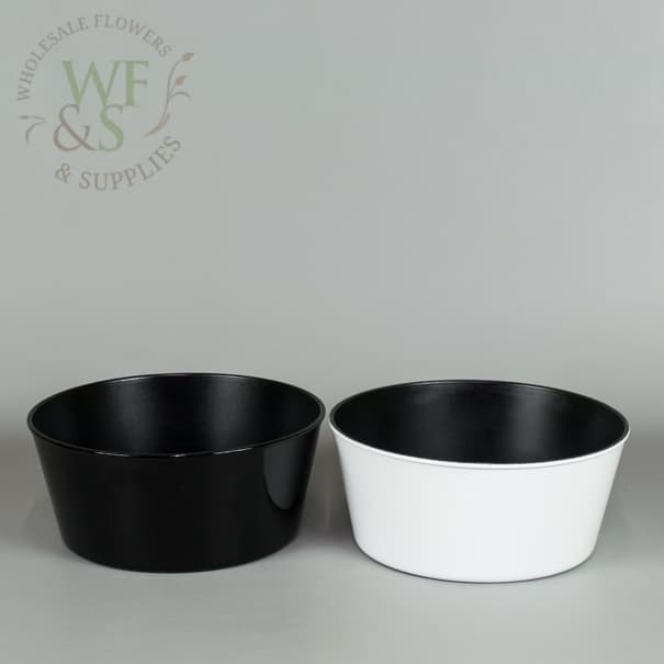 Black and white recycled plastic dish garden flower pot vase container - View 1