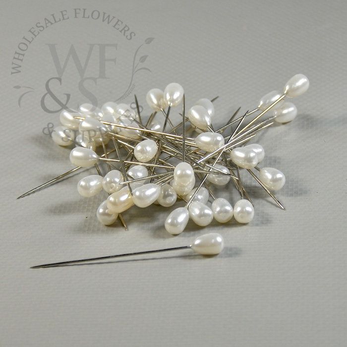 TCG Floral Premium Corsage Pin 1-1/2-in. Pearl White Round 144pcs
