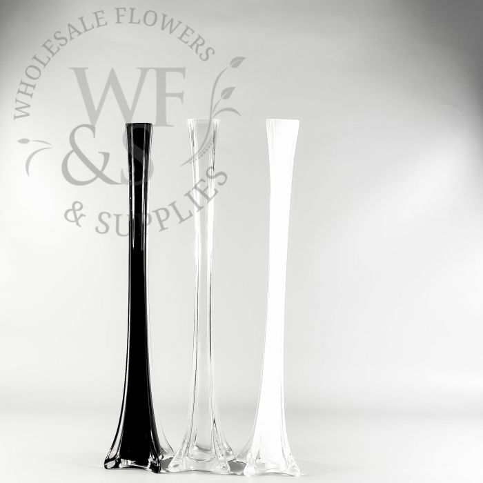 2 Pcs white Glass Tower Vase Eiffel Tower Vase 3”x3”16” Tall Certerpiece  wedding