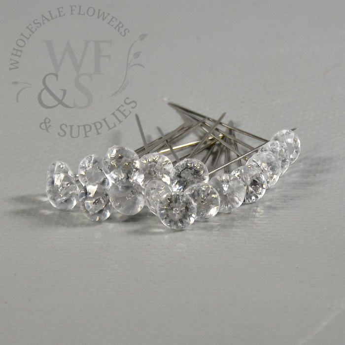 Floral Pins Wedding Bouquets Diamond Decor 24 pack - Wholesale