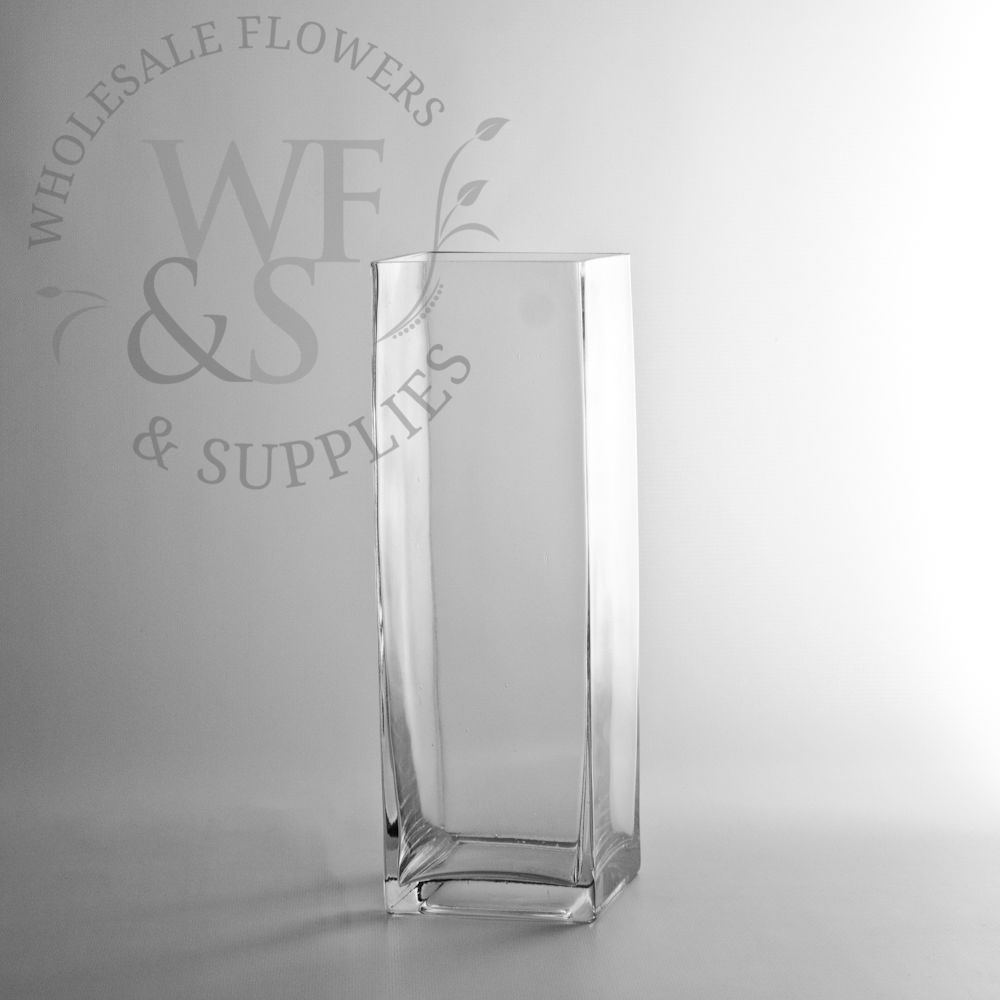 Square Glass Block Vase 12-inch x 4-inch