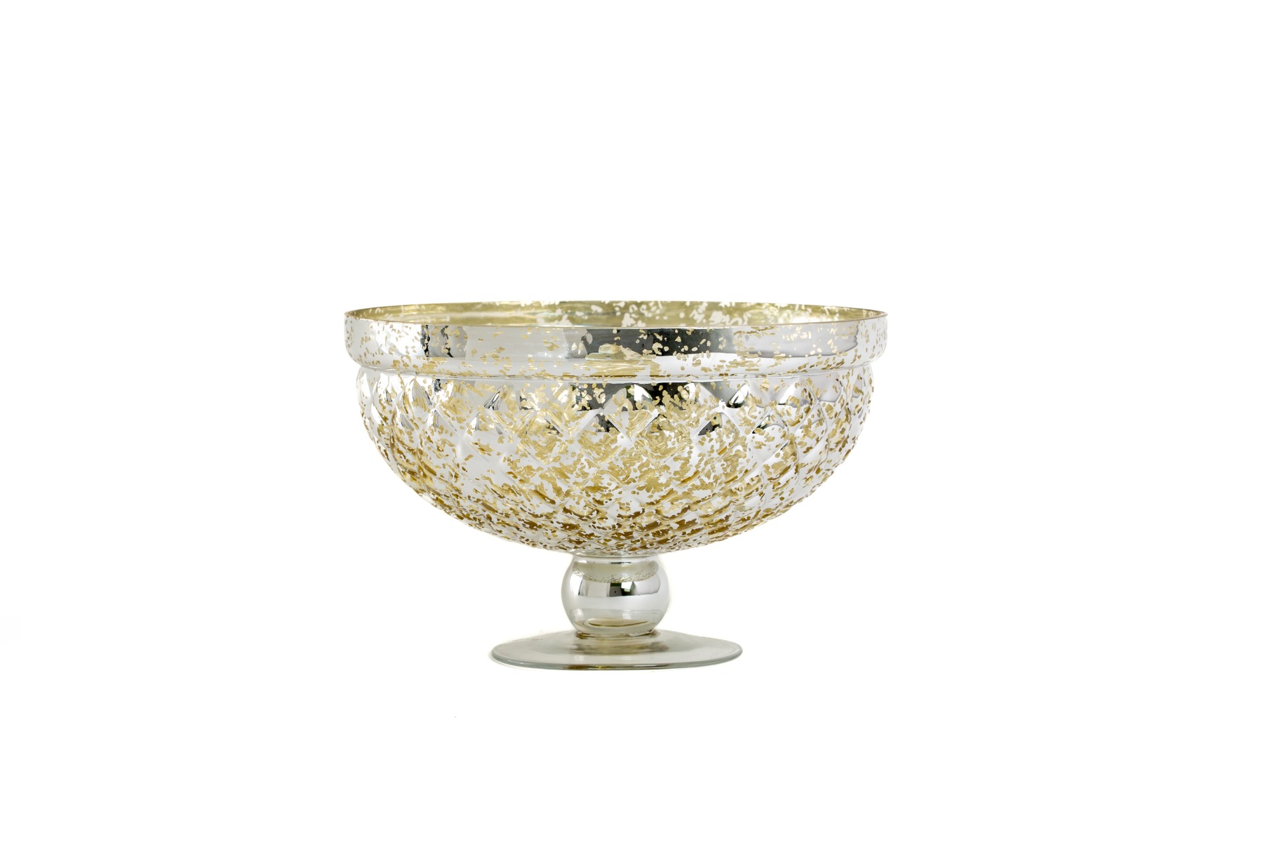 Mercury Glass Plated Pedestal Bowl Large