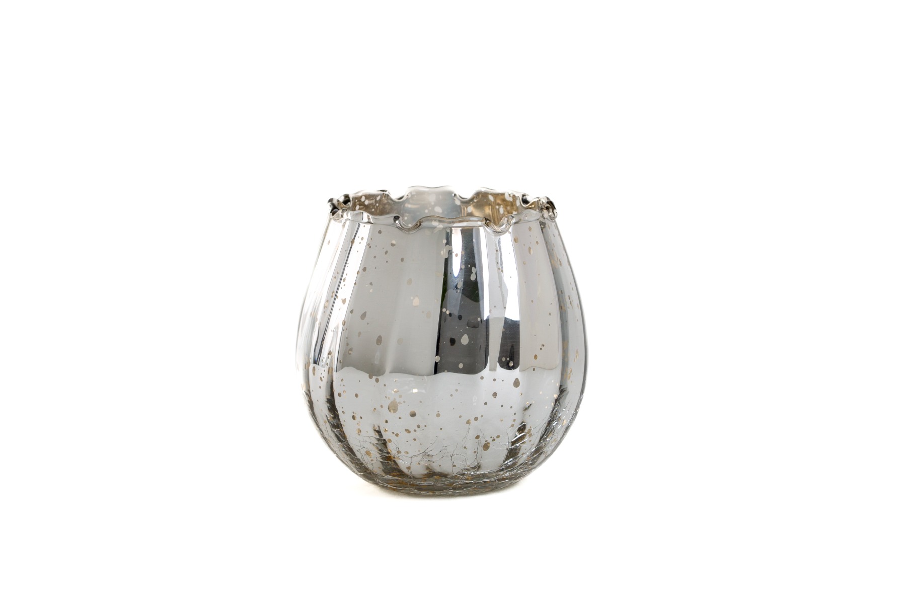 Mirrored Glass Vase  Crackle Effect