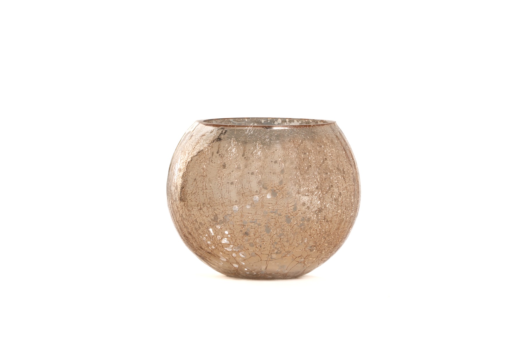 Glass Ball Vase Candle Holder in Mercury Rose Gold 5" Tall