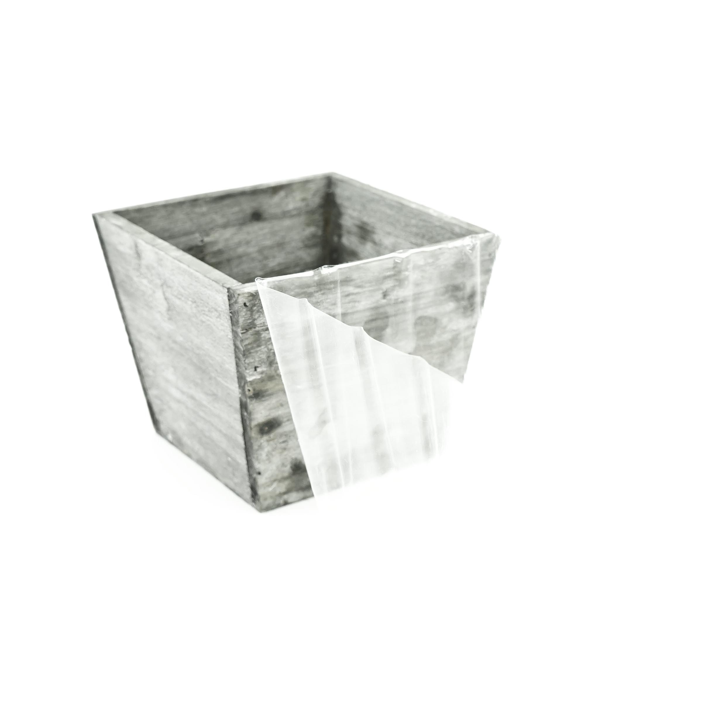 4" Wood Tapered Planter - Grey wash finish 4