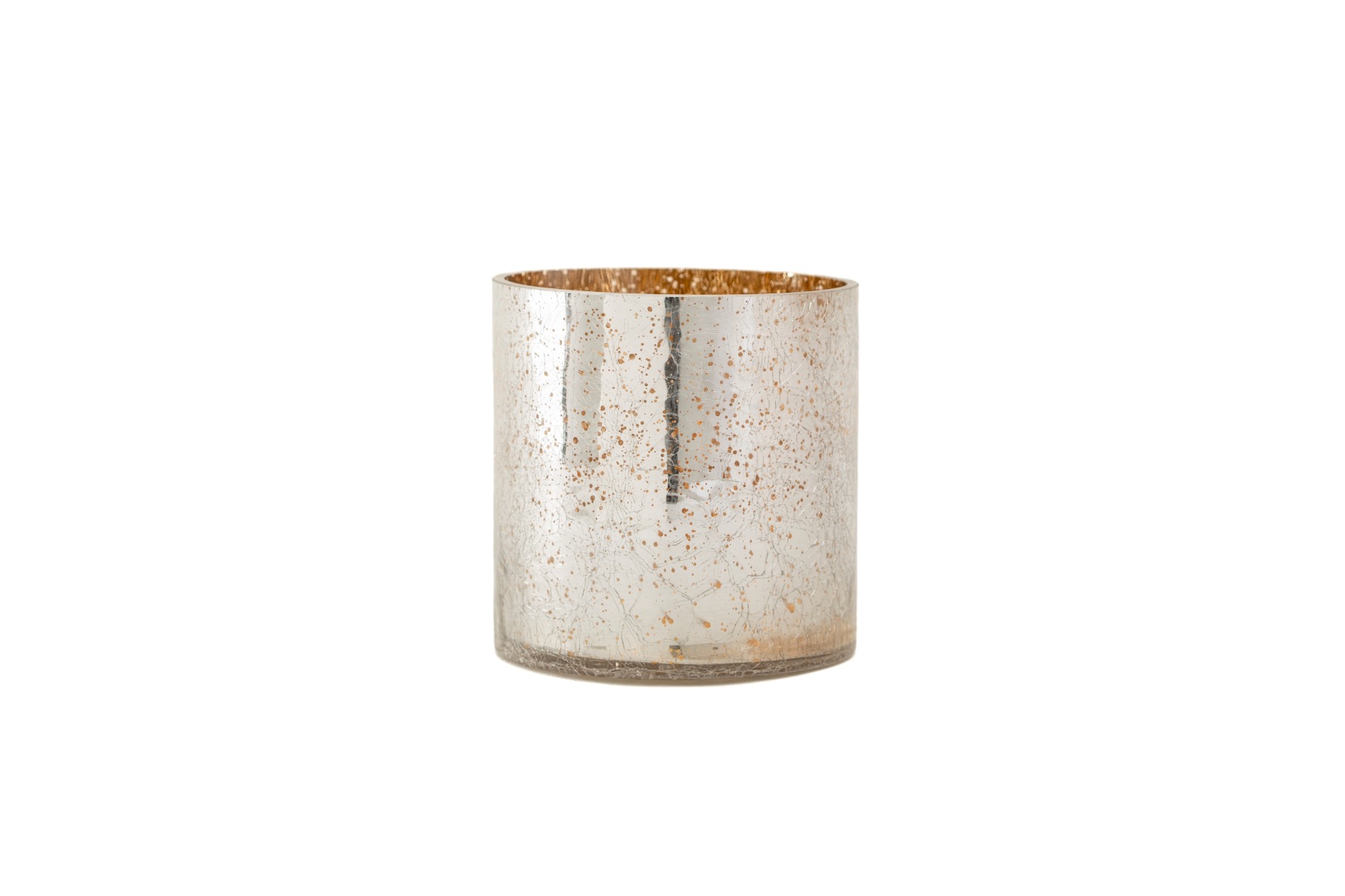 Crackle Glass Mercury Cylinder Vase 6x5.8-2