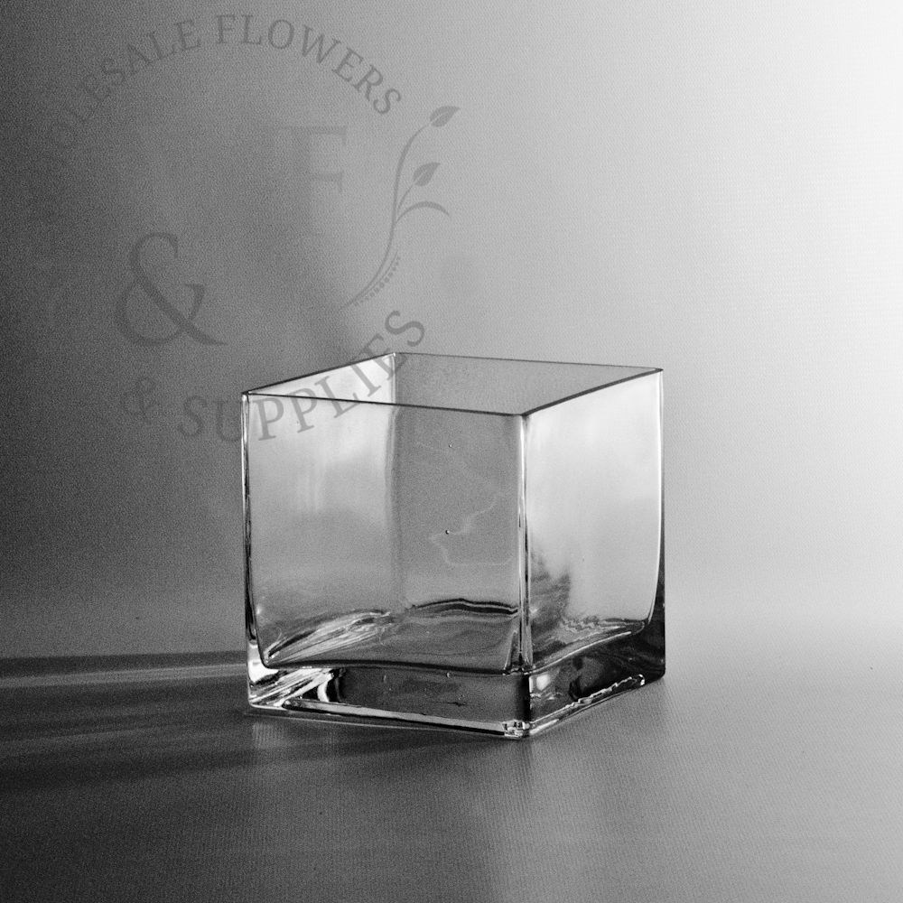 Square Glass Cube Vase 5×5 - Wholesale Flowers and Supplies