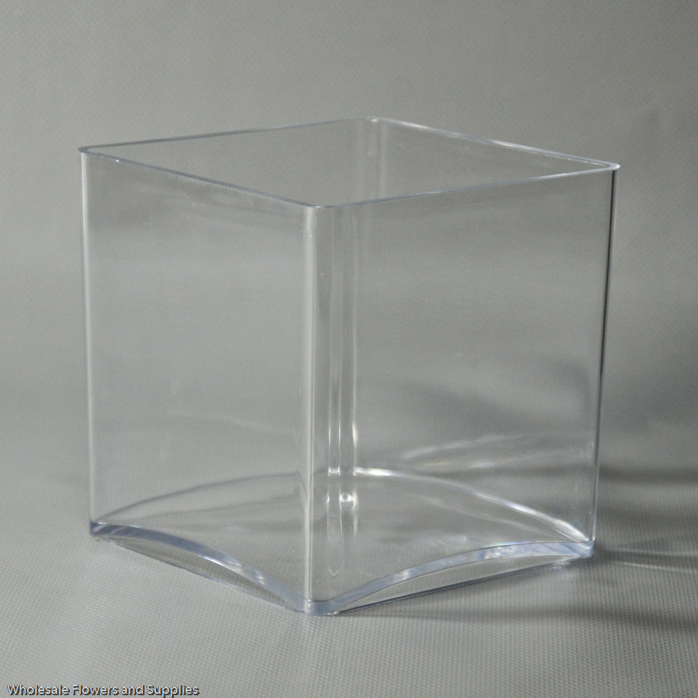 Plastic Cube Vase - Clear