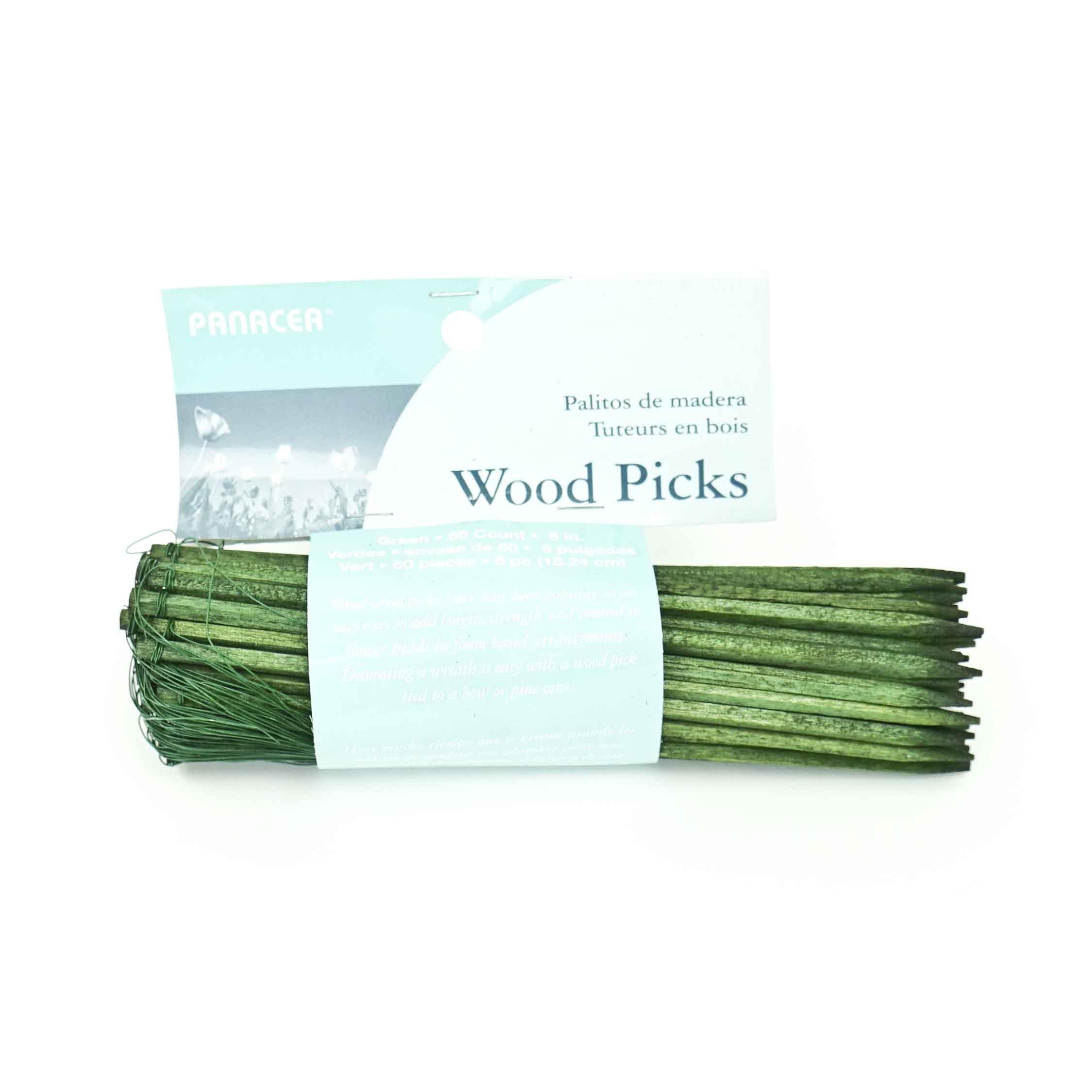 60 Pack 6" Wood Floral Picks - Green