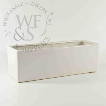 Matte Ceramic Rectangular Flower Container White