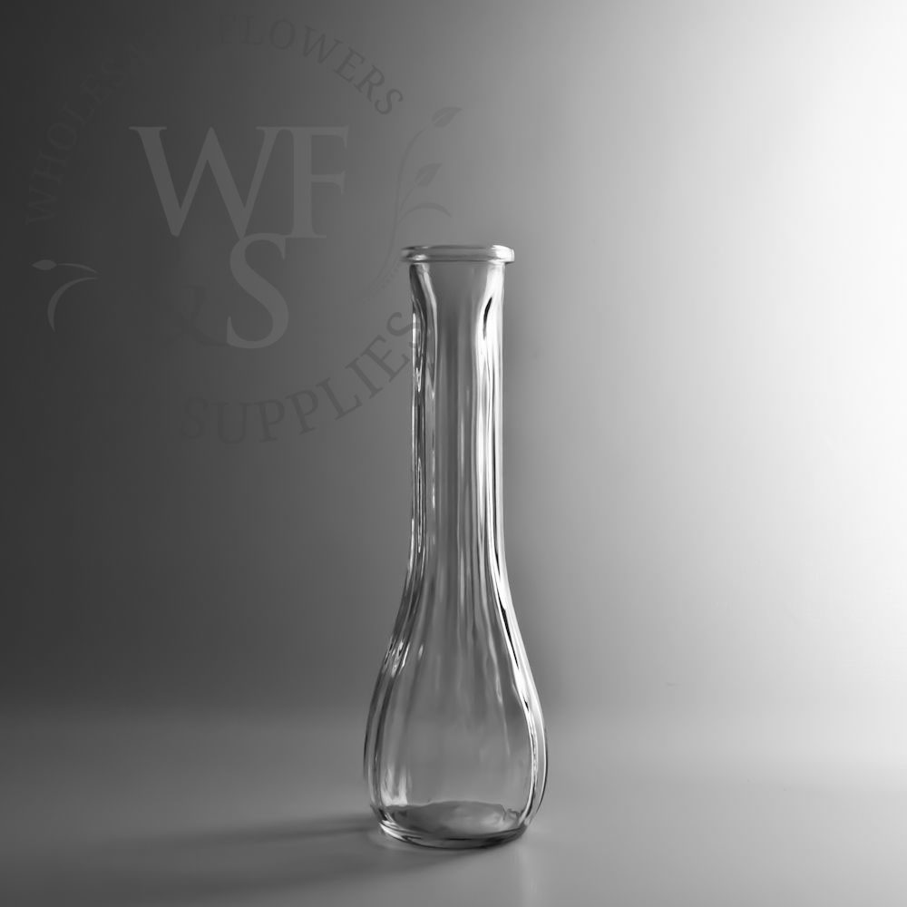 Fluted Clear Glass Bud Vase