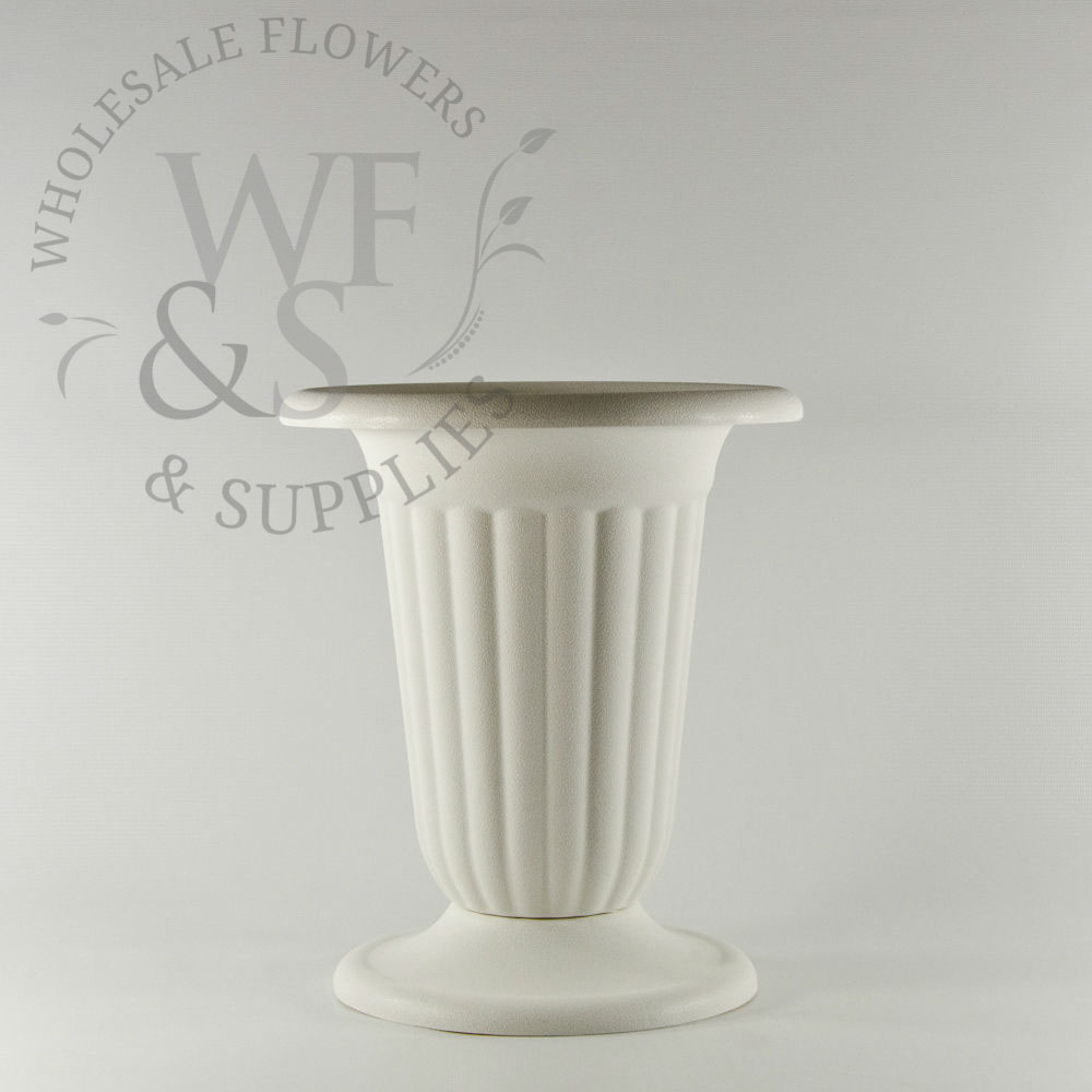 11" White Plastic Pedestal Urn