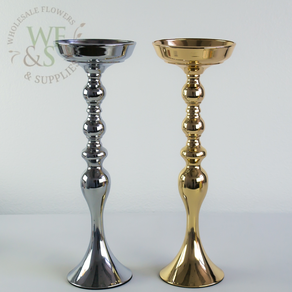 Gold and Silver Single Candlestick Metal Candle holders 18" Tall