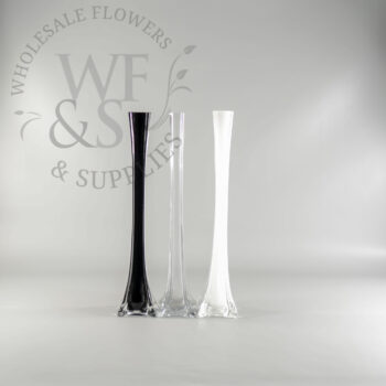 Eiffel Tower Glass Vase 16in Black, White, Clear