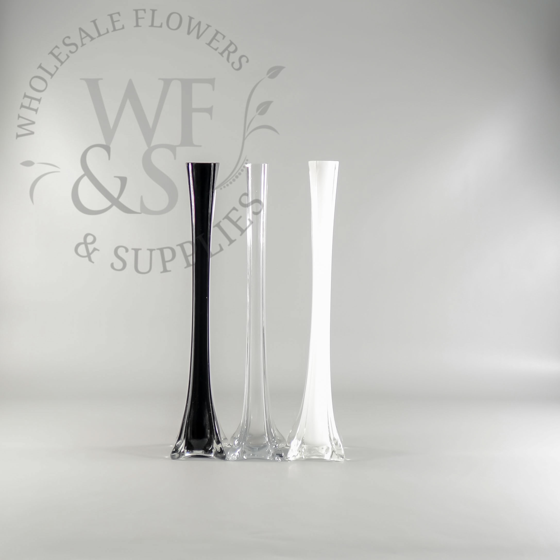 Eiffel Tower Glass Vase 16in Black, White, Clear