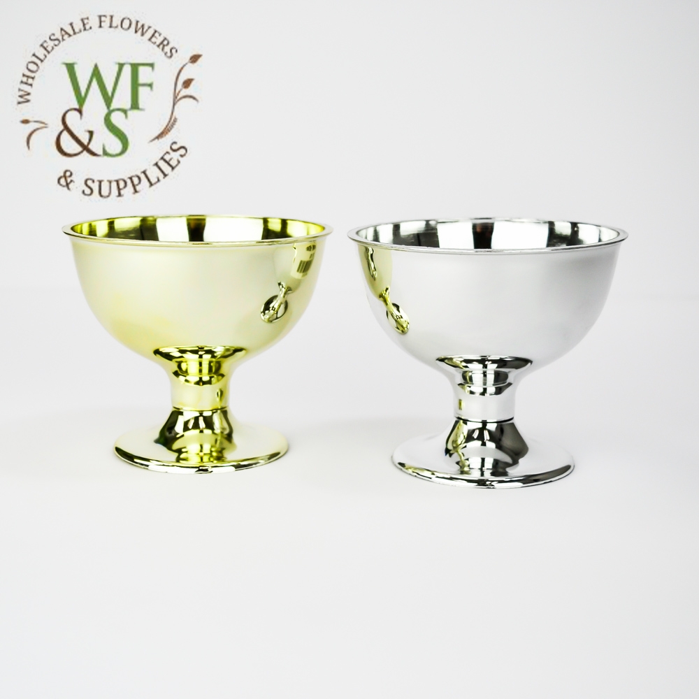 Gold or Silver Plastic Centerpiece Bowls 4.5" -2