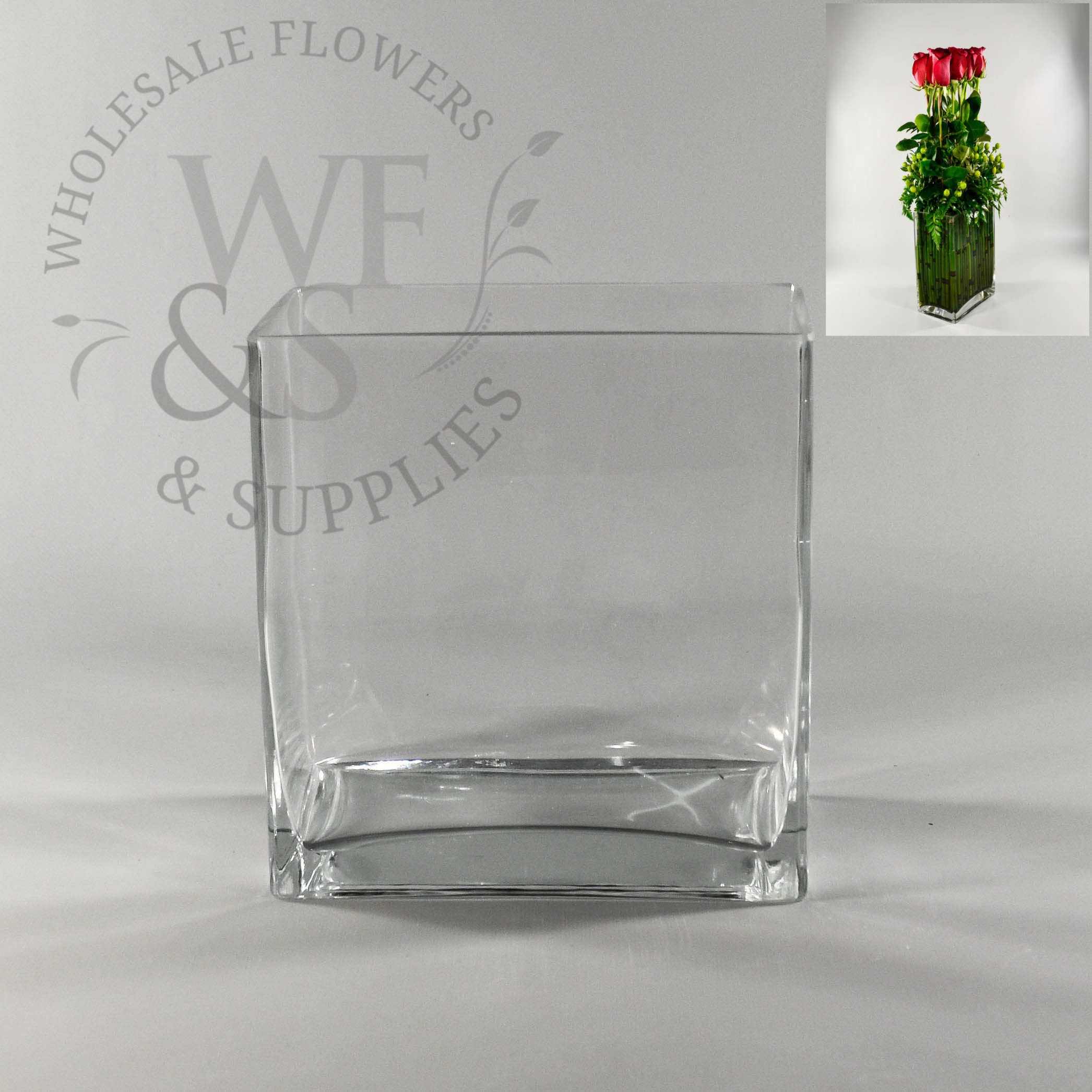 8" Tall Flat Rectangle Glass Vase