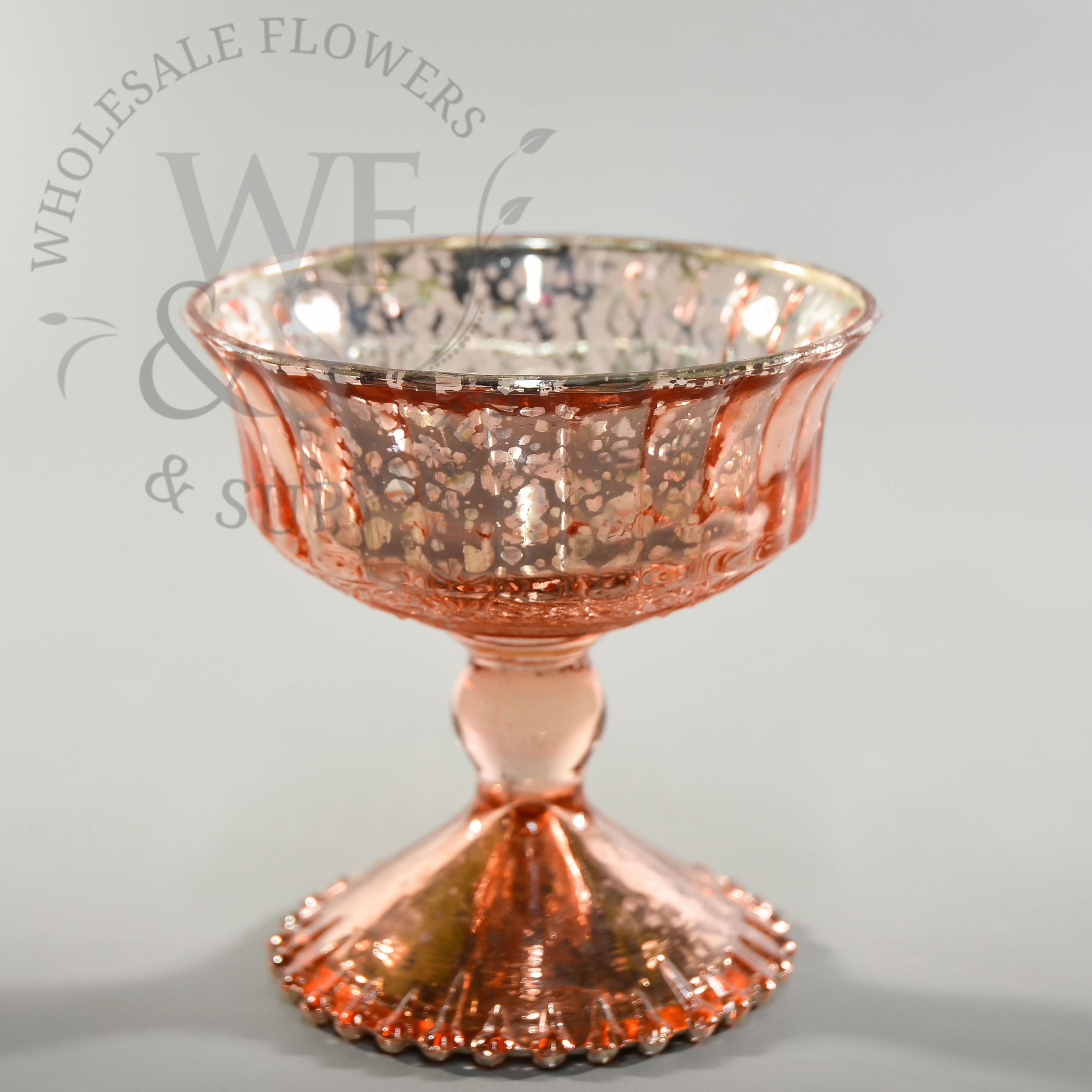 Rose Gold Glass Pedestal Vase 4.8"