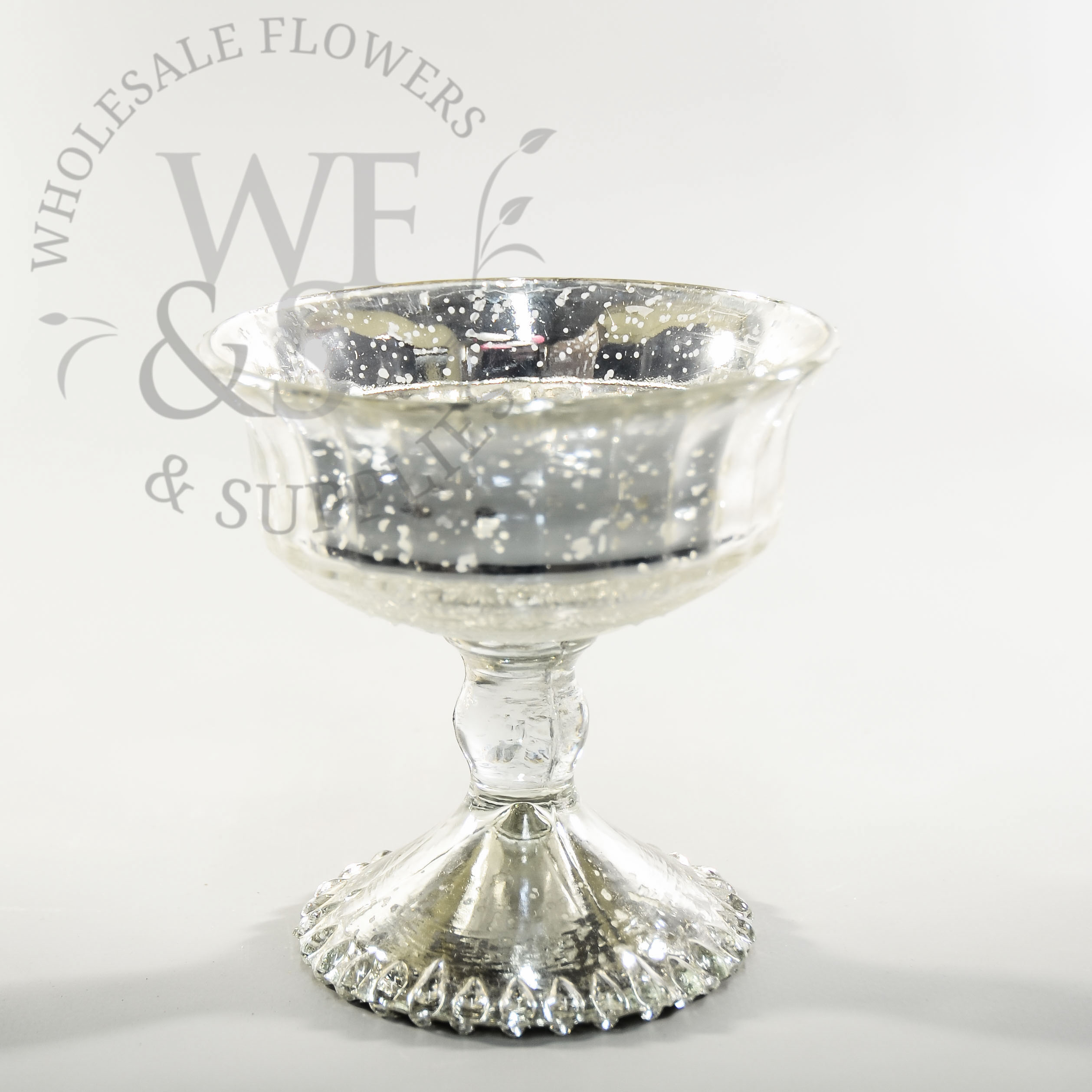 Silver Mercury Glass Pedestal Vase  4.8"