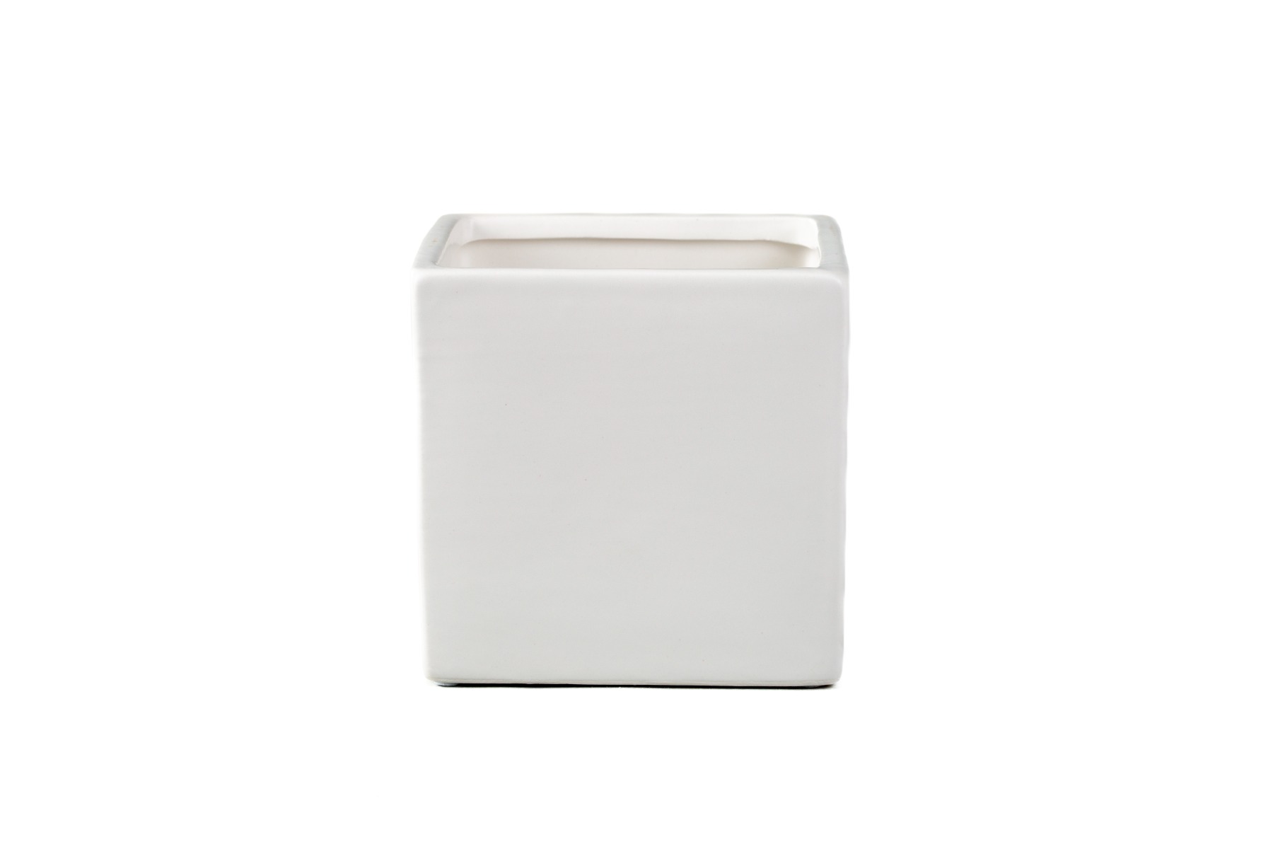 3.2" Ceramic Cube White Glazed